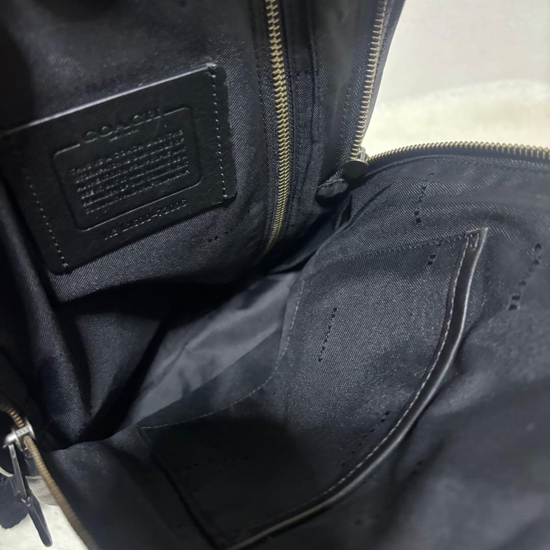 コーチ ボディバッグ ショルダーバッグ ブラック ネイビー レザー