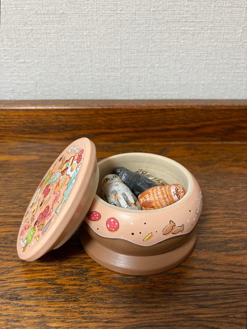 ロシア雑貨☆ネコキット猫８匹&特製Box マトリョーシカ マルガリータ作