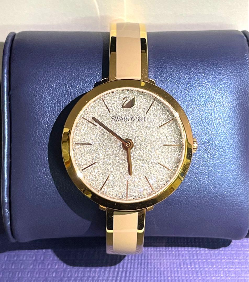 SWAROVSKI 腕時計 ゴールド　スワロフスキー ウォッチ箱付き　コマ　稼働