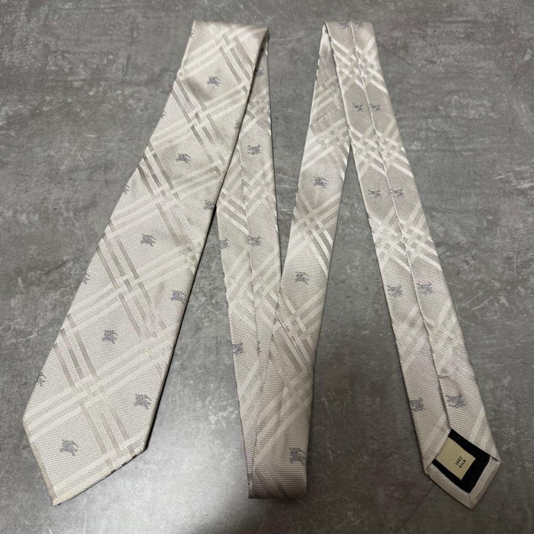 【✨美品✨】BURBERRY バーバリー ネクタイ シルバー チェック 結婚式