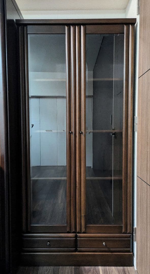 【パーツ】【梱包発送料込】木製 ガラス扉付収納棚