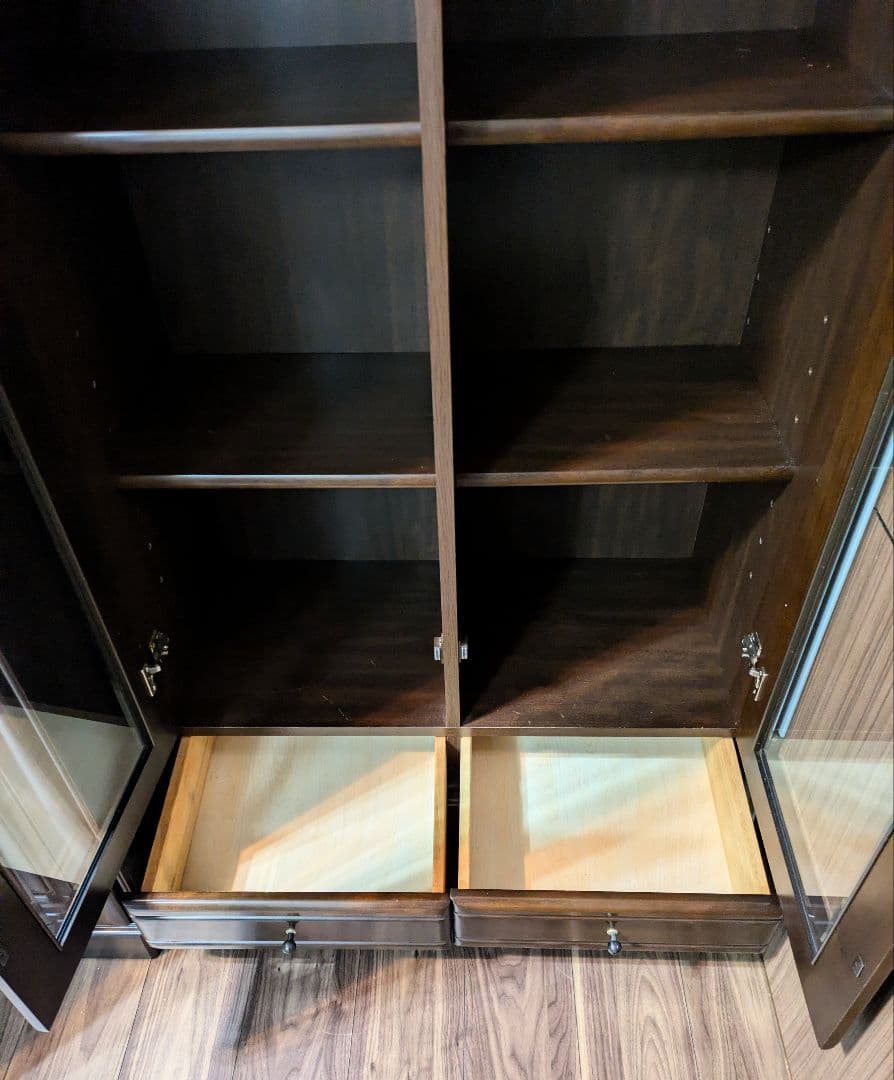 【パーツ】【梱包発送料込】木製 ガラス扉付収納棚