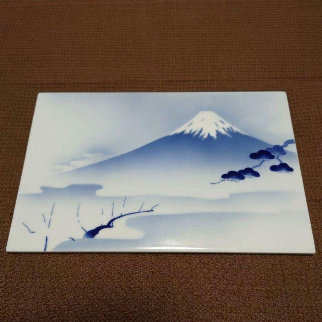 深川製磁 富士山の陶板画
