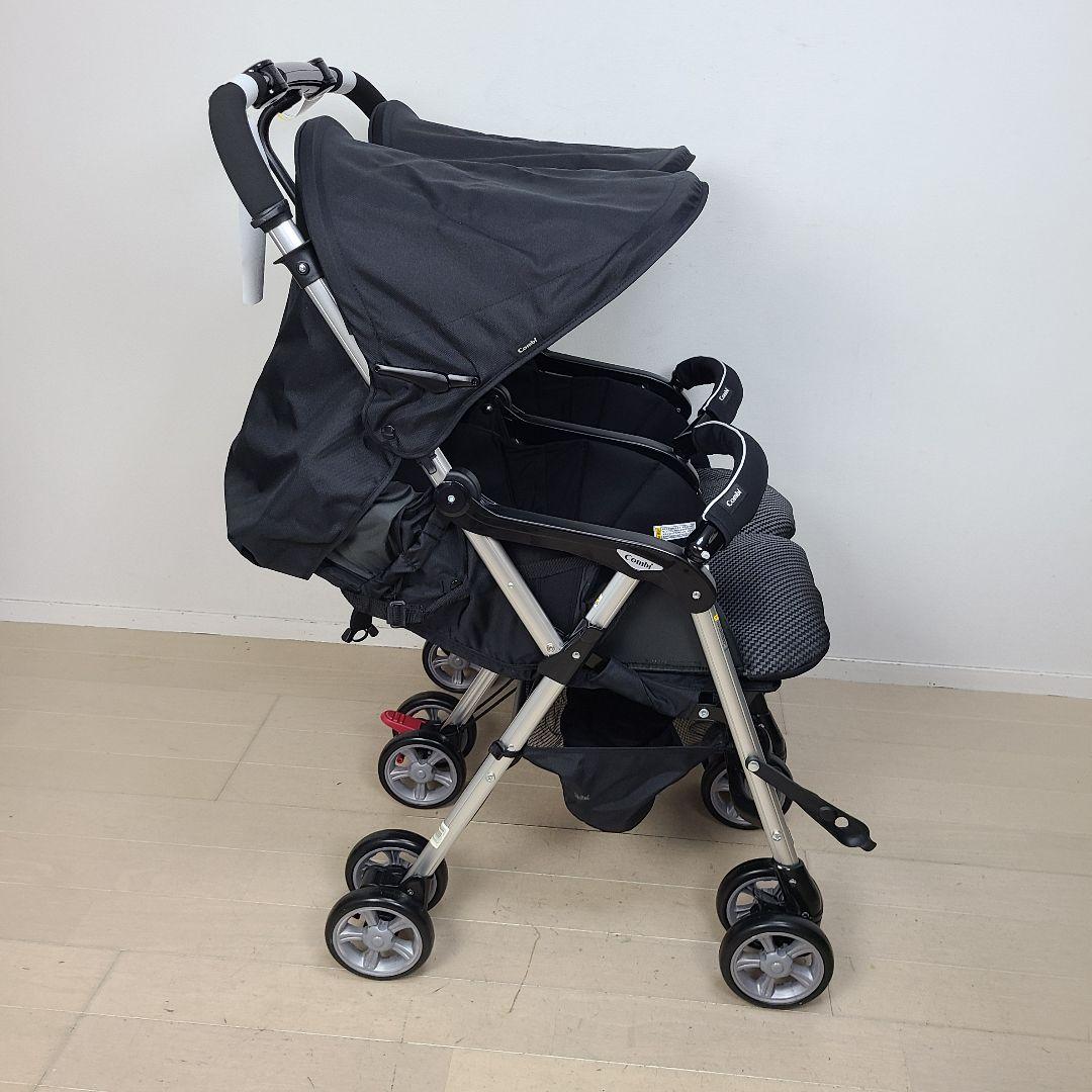 【美品】コンビ Combi ベビーカー ツインスピン ブラック 双子 2人乗り