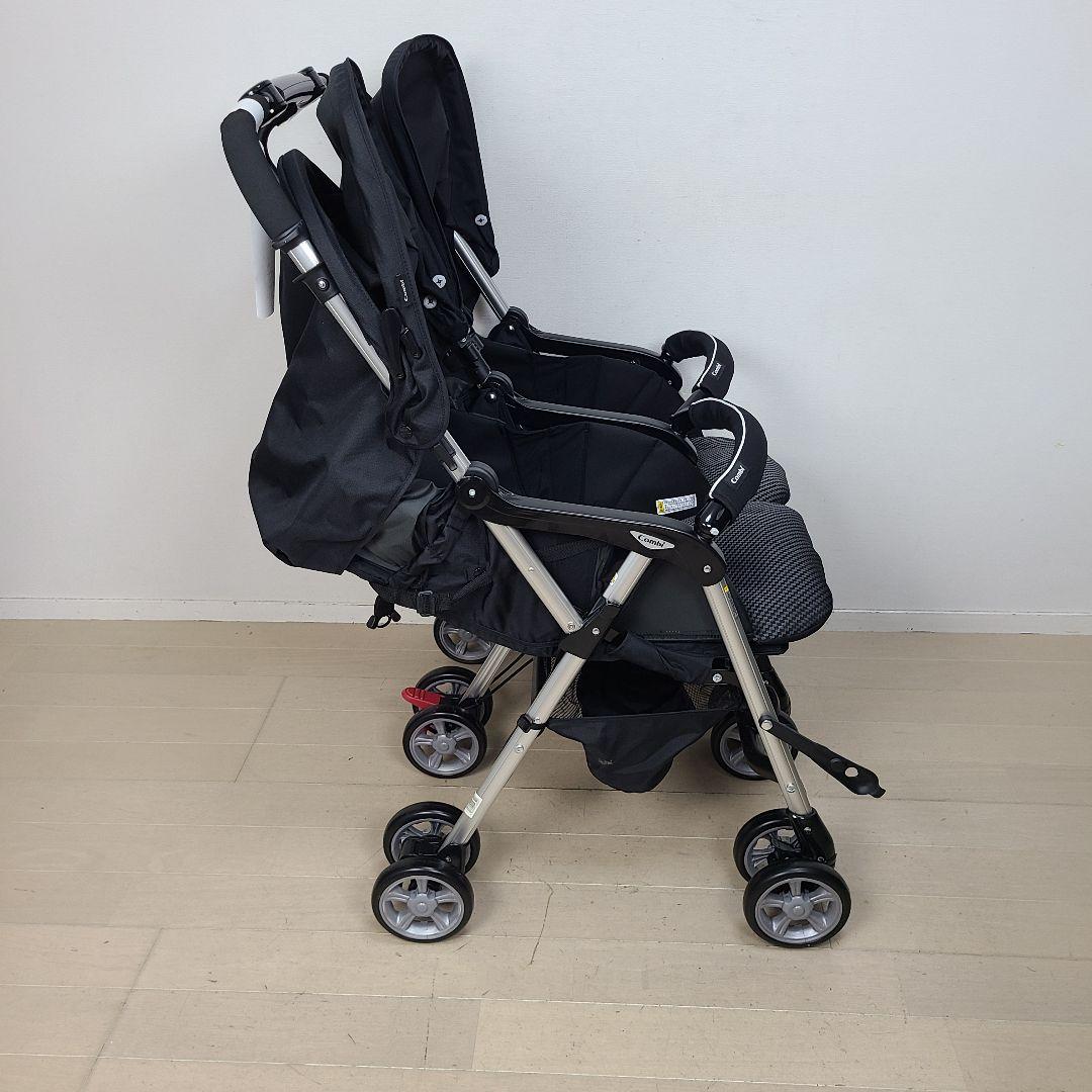 【美品】コンビ Combi ベビーカー ツインスピン ブラック 双子 2人乗り