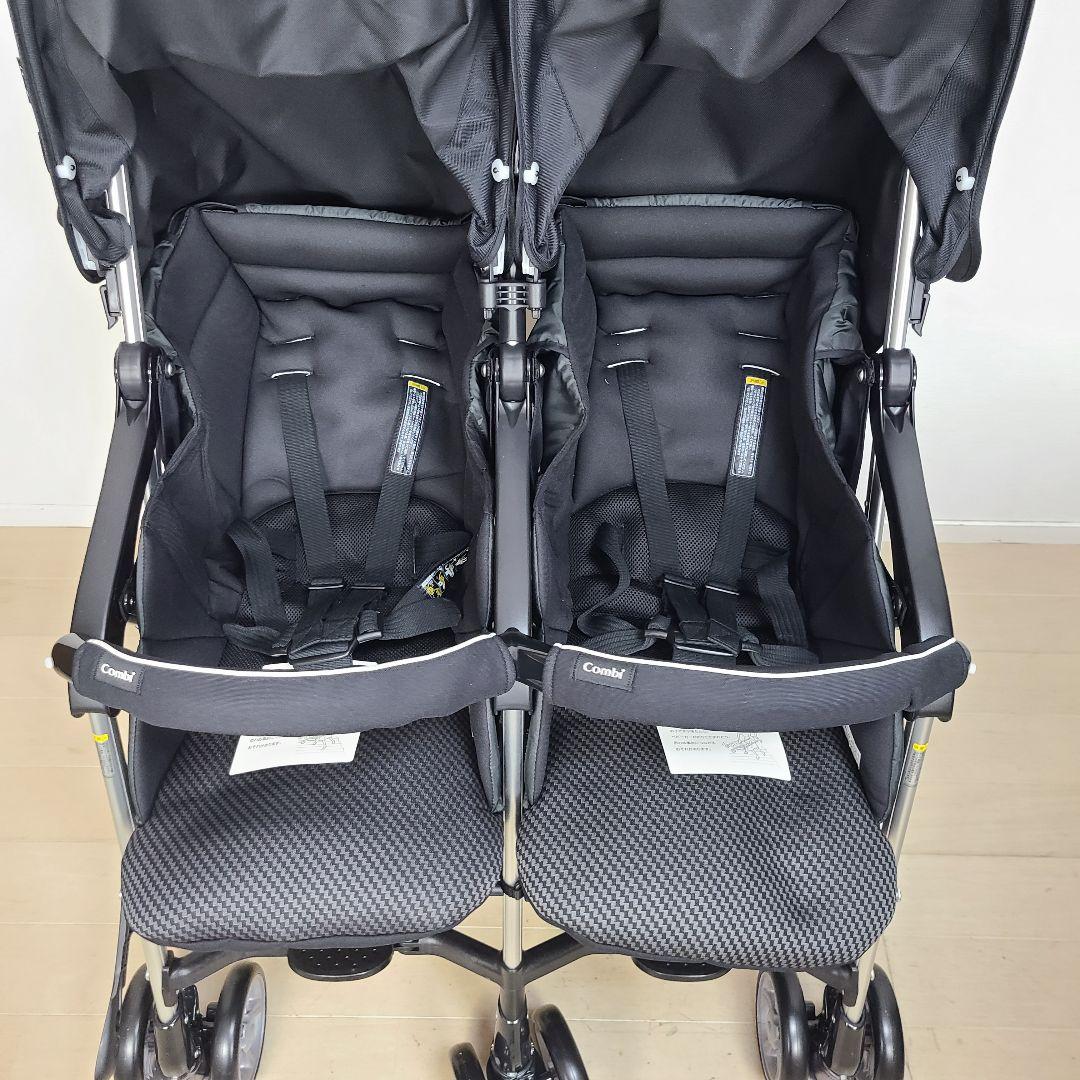 【美品】コンビ Combi ベビーカー ツインスピン ブラック 双子 2人乗り