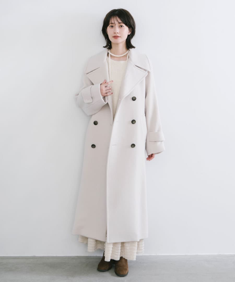 mayココディール　ビッグカラーロングトレンチコート