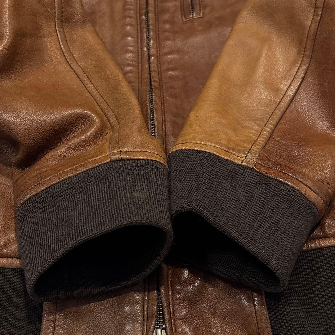 【メンズL】HARE ハレ　レザージャケット　ライダース　バンドカラー　ラム