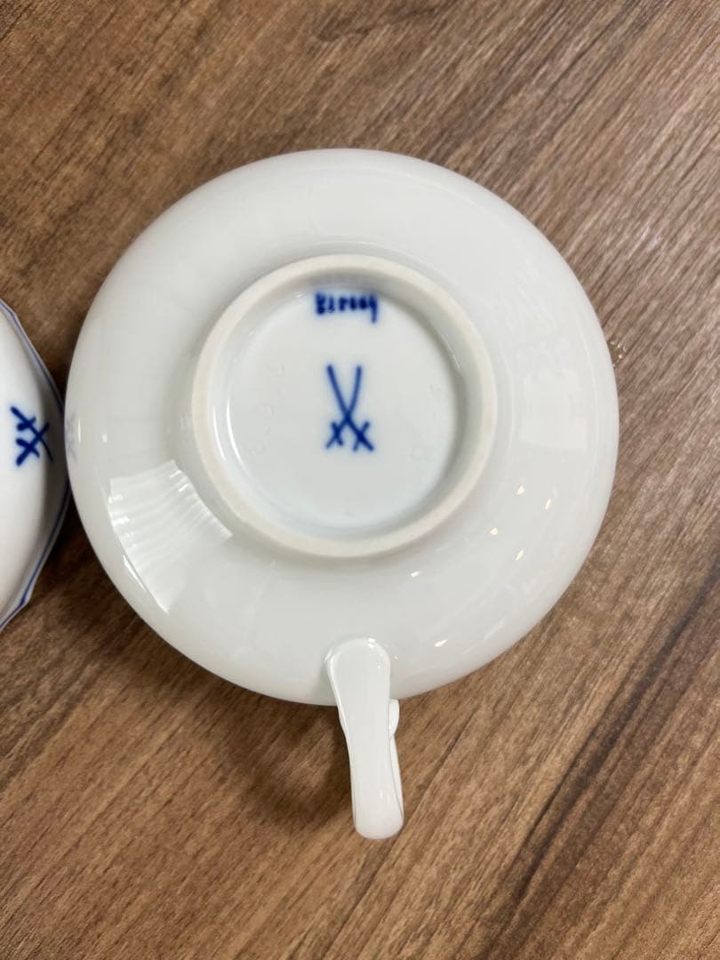 マイセン 剣マーク C＆S 2客 / プレート 2枚 / ホワイトレリーフ1枚