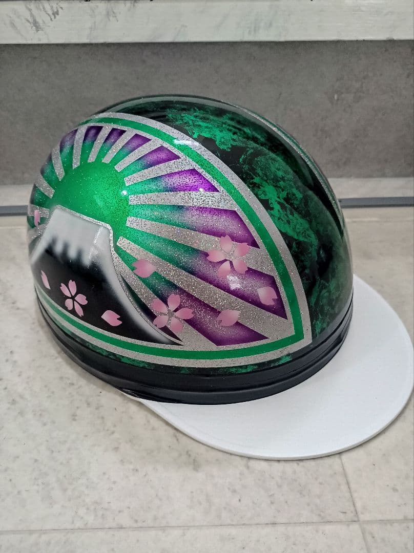 カスタムコルク半　Candyグリーンラップ✘グラデ富士日章　七色ラメ