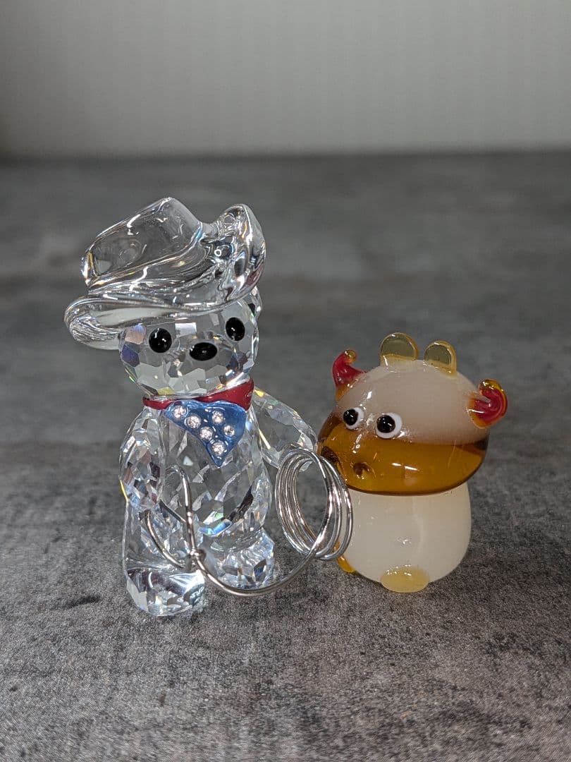 レア　スワロ　カウボーイ　牛セット　Swarovski　883413　クリスベア