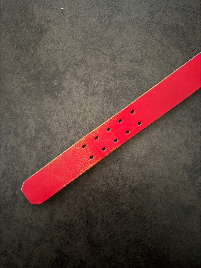 エヴィス ど根性ベルト レザーベルト 赤 レッド EVISU