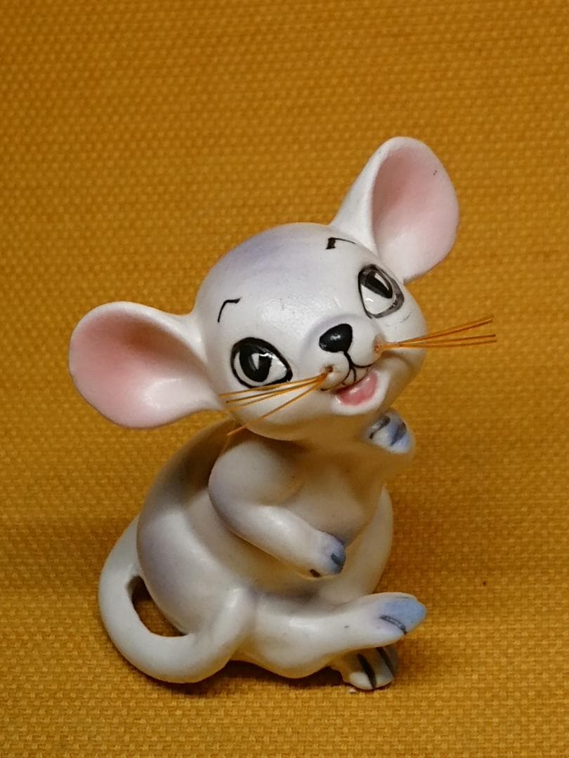 ネズミ　ねこ　陶器　オブジェ　置物　インテリア　工芸品　美術品　A3325