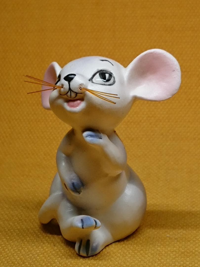 ネズミ　ねこ　陶器　オブジェ　置物　インテリア　工芸品　美術品　A3325