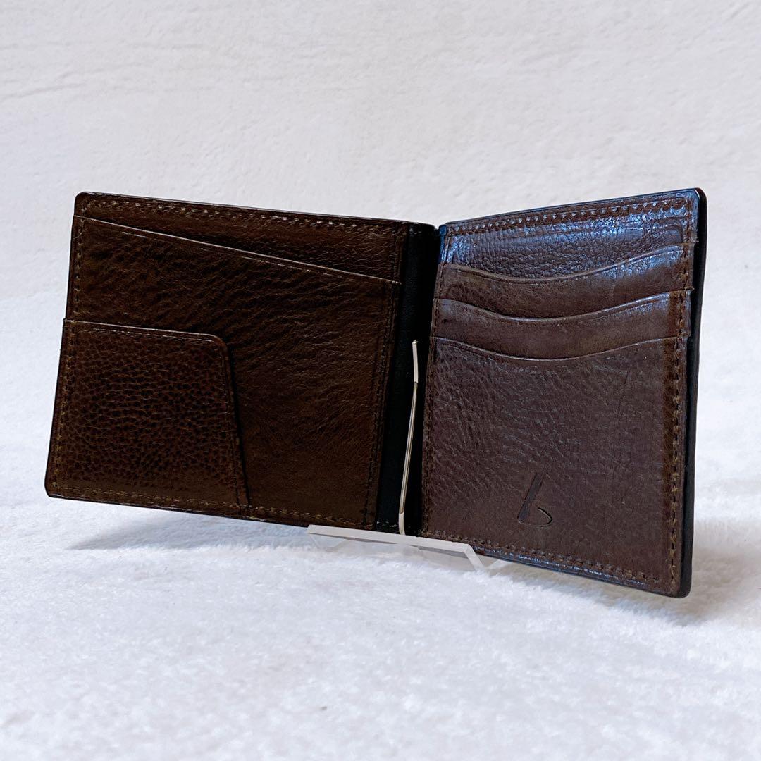 美品　土屋鞄　マネークリップウォレット　ダークブラウン　小銭入れ　カードポケット