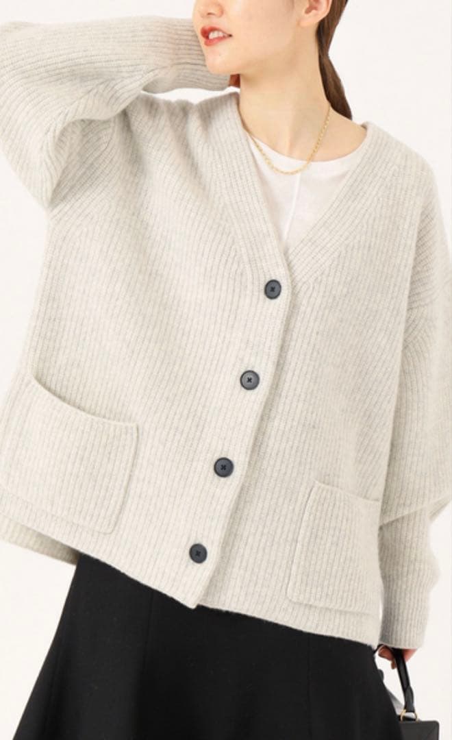 【未使用タグ付き】IENA AQUA畦ボックスシルエットカーディガン