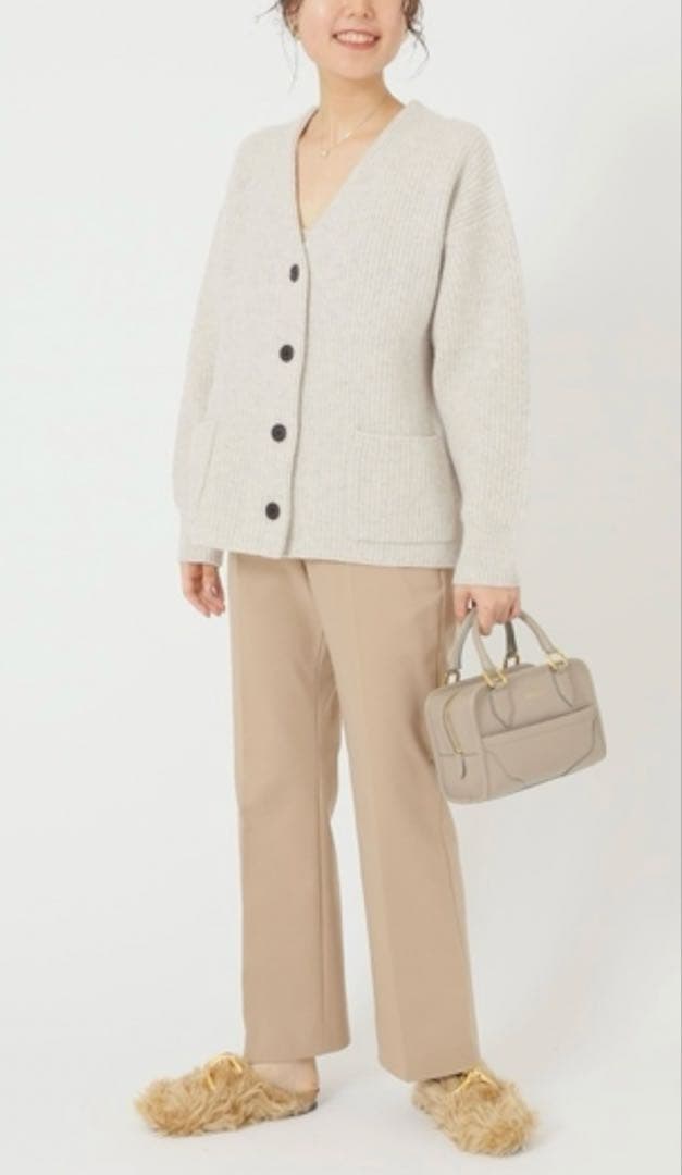 【未使用タグ付き】IENA AQUA畦ボックスシルエットカーディガン