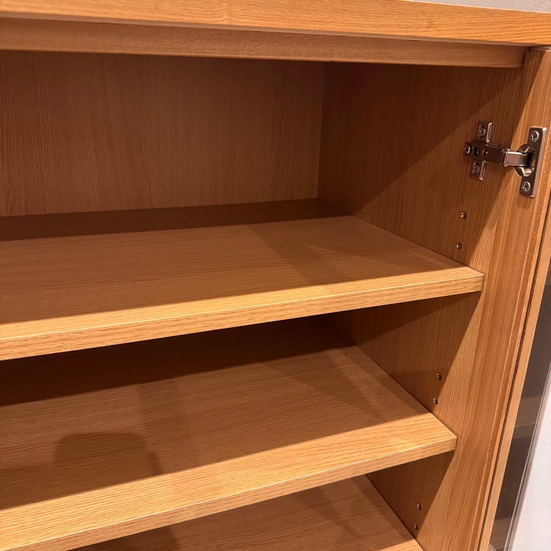 無印良品 脚付木製キャビネット ガラス扉 リビング収納 本棚 食器棚 インテリア