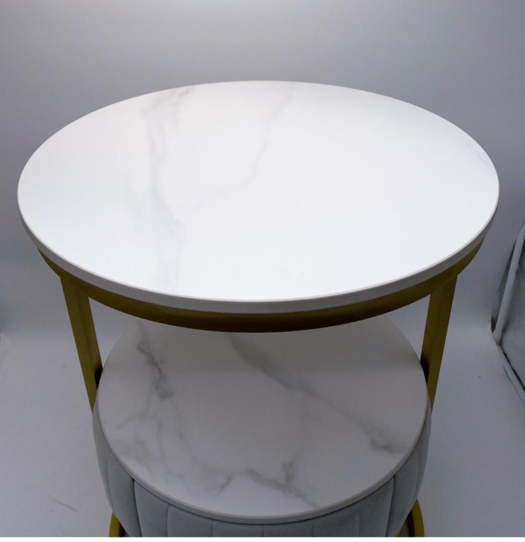 サイドテーブル 収納付き ゴールドサークル 大理石風 エレガント仕様 インテリア