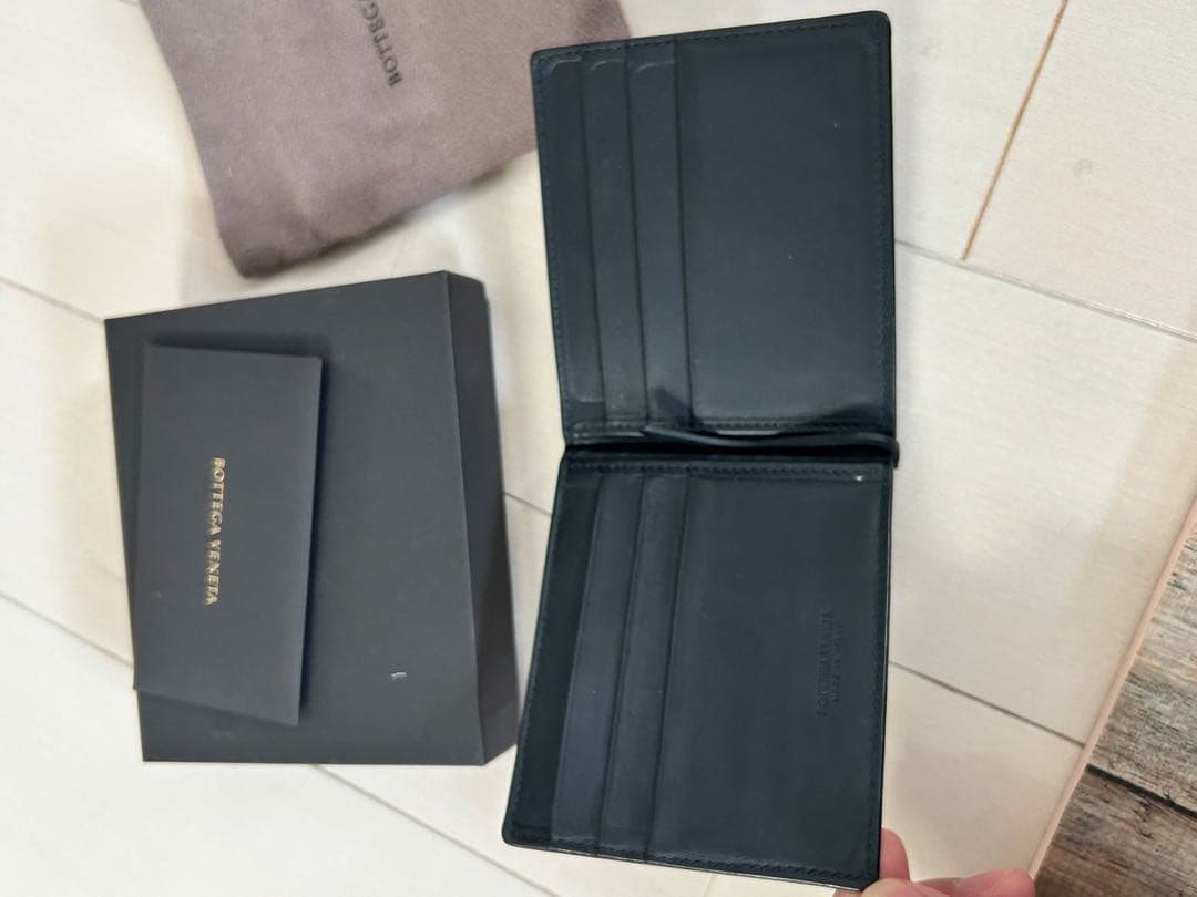 【美品】 Bottega Veneta ブラックレザー マネークリップ