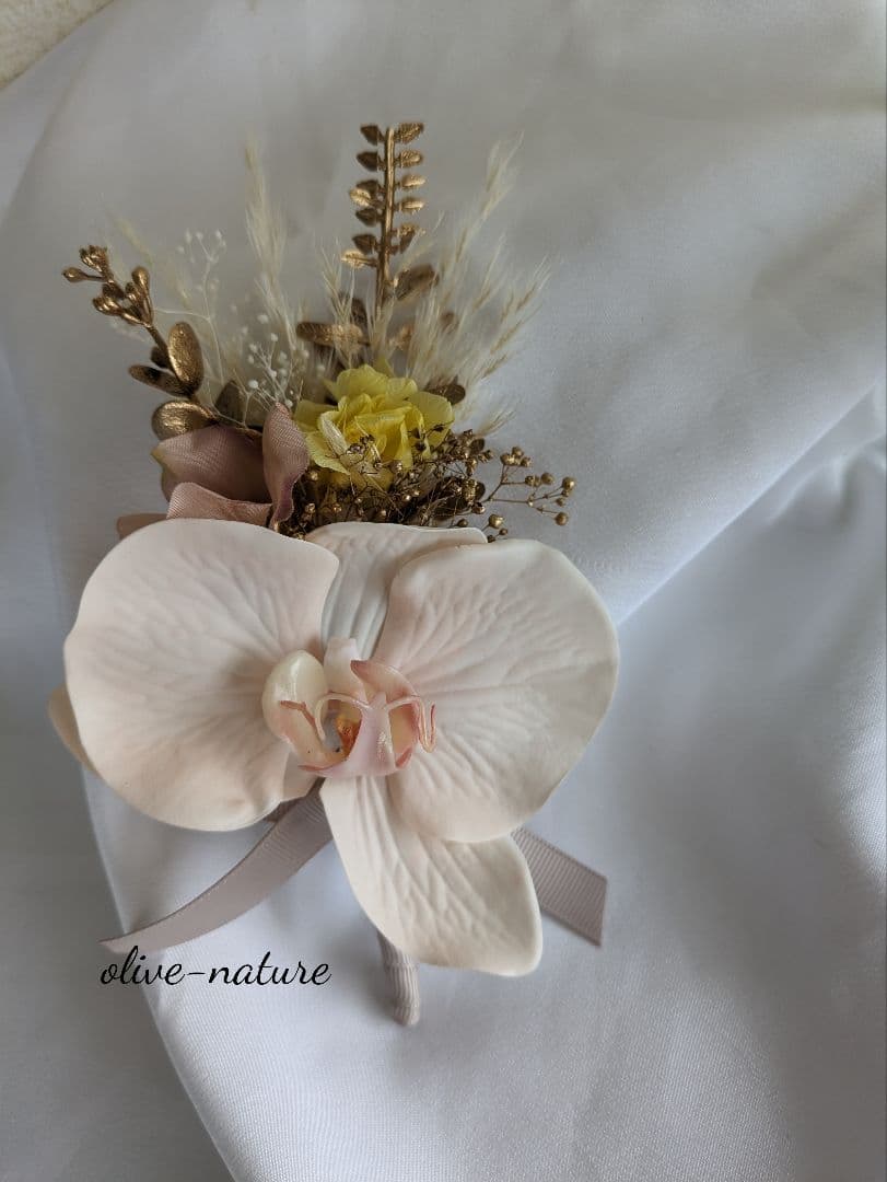 【特別価格】コチョウランのウェディングブーケ＆ブートニア 結婚式 前撮り