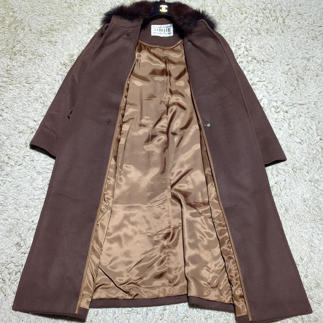 LOBJIE フォックス　ファー　カシミヤ50%　ウール　ロング　コート