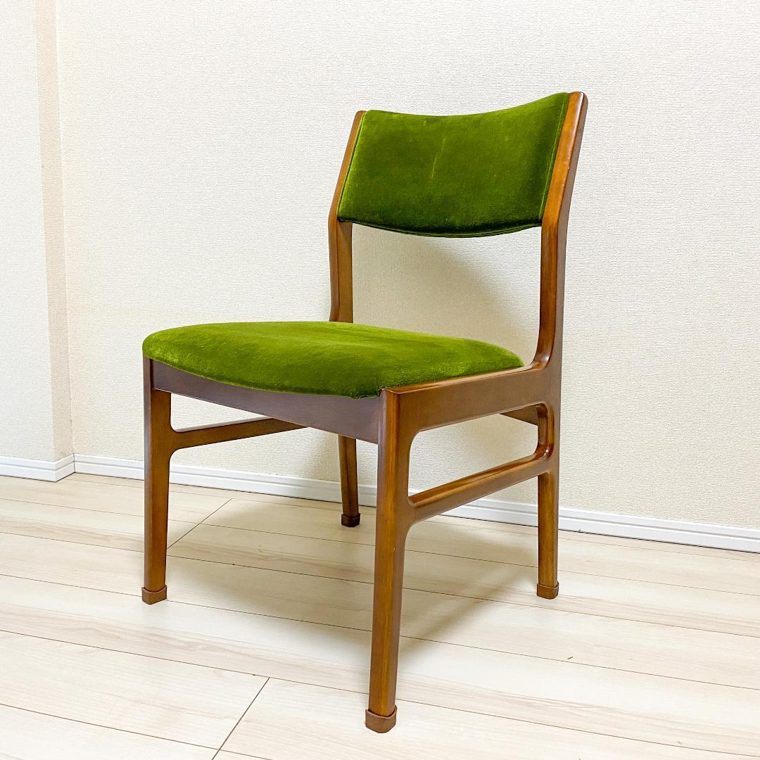 カリモク60 正規品 ダイニングチェア アームレス モケットグリーン