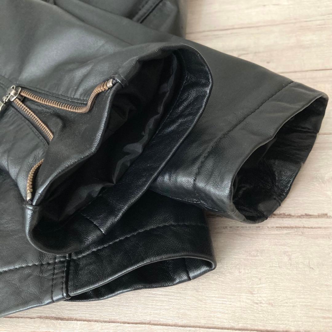 美品★ 羊革　ラムレザー　ライダース　2WAY ジャケット　ダブルジップ　ファー