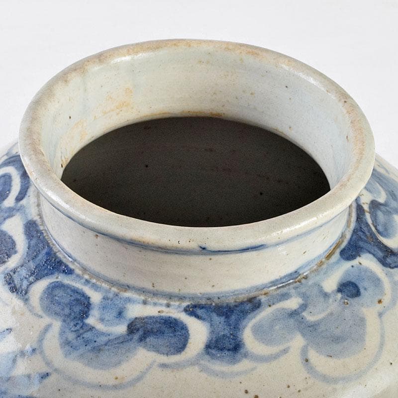 朝鮮美術　李朝　高麗白磁　染付　花文　壷　時代箱付　F　R9160B