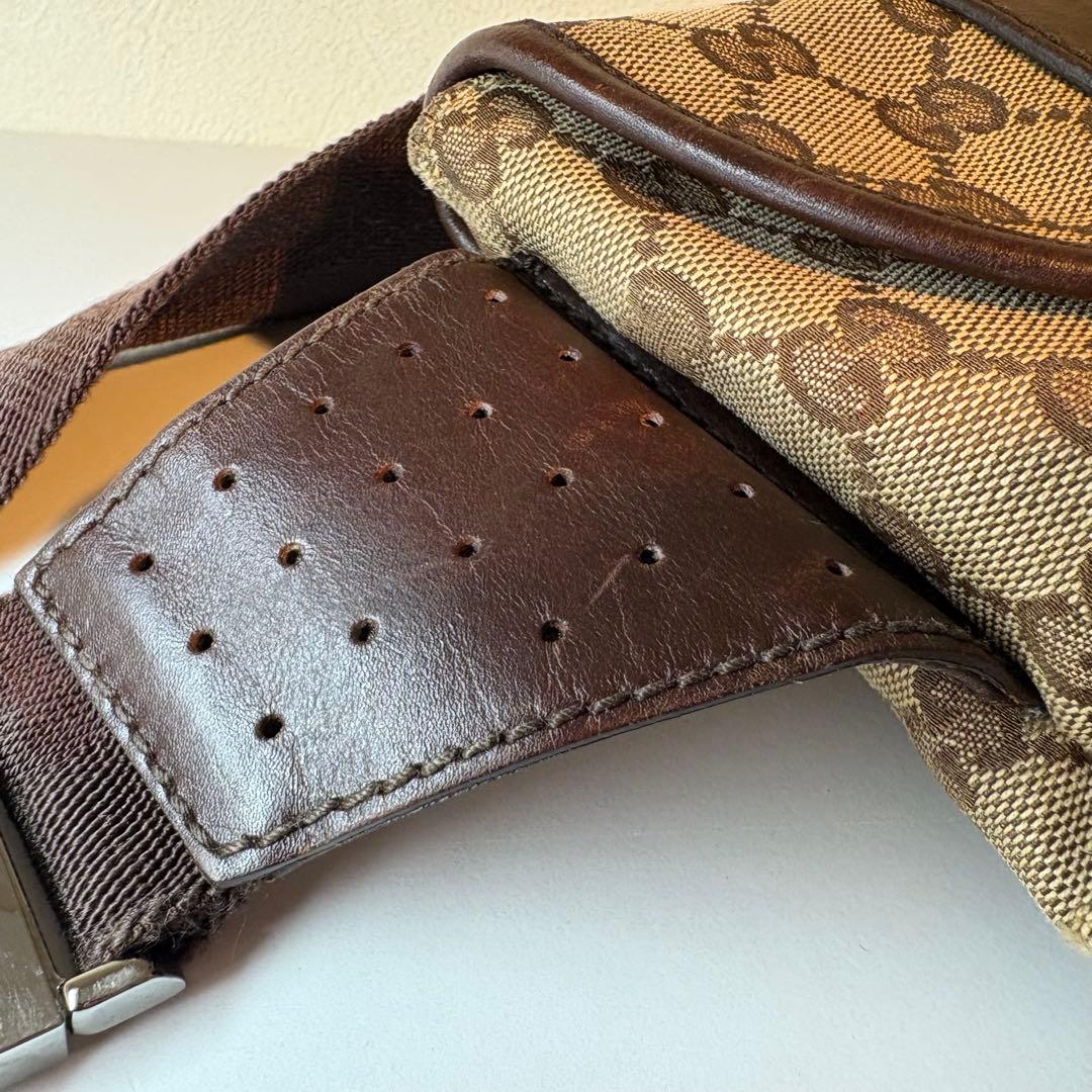 グッチ GUCCI ボディバッグ GG キャンバス レザー ブラウン