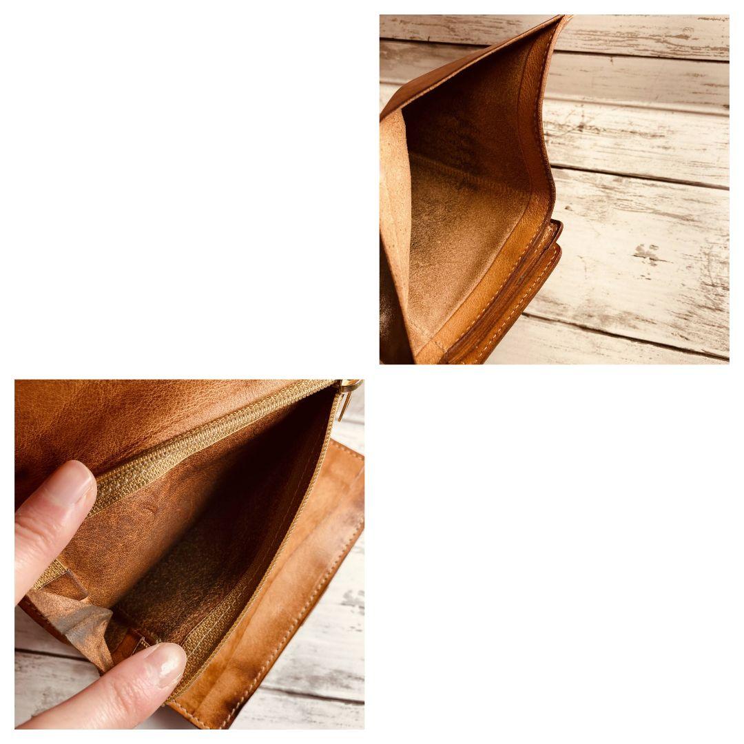 KOALAさま専用【ヴィンテージ感漂うヌメ革】3つ折り財布　本革　バイソン刻印