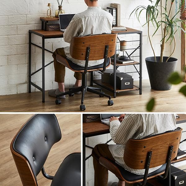 ゆるやかなカーブが美しいデスクチェア　２点セット