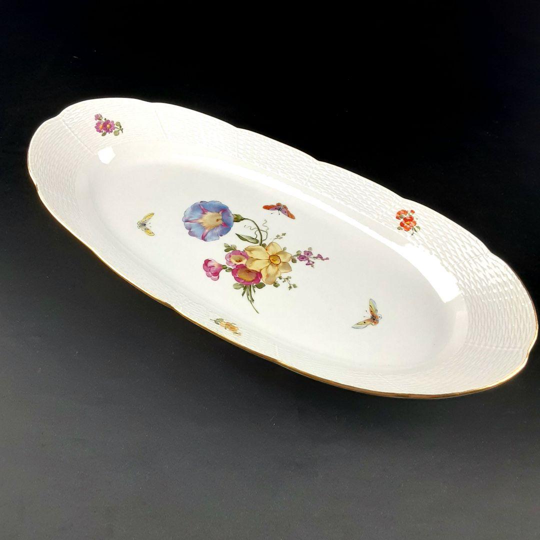 1905年 KPM ベルリン 手描き フィッシュプラター 51×24㎝　ma
