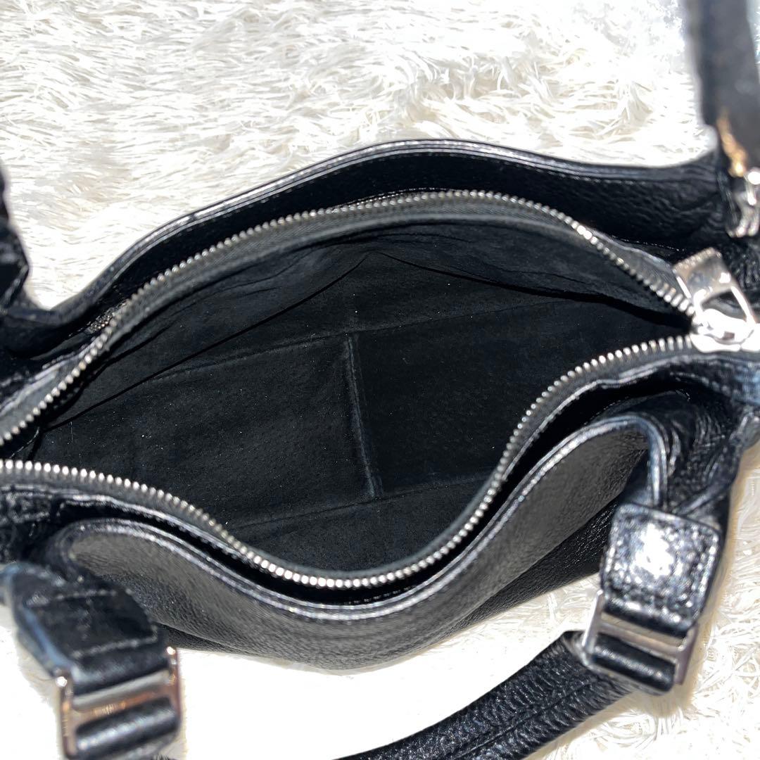 未使用級✨HIROFU ヒロフ　トートバッグ　ハンドバッグ　シボ革　ブラック