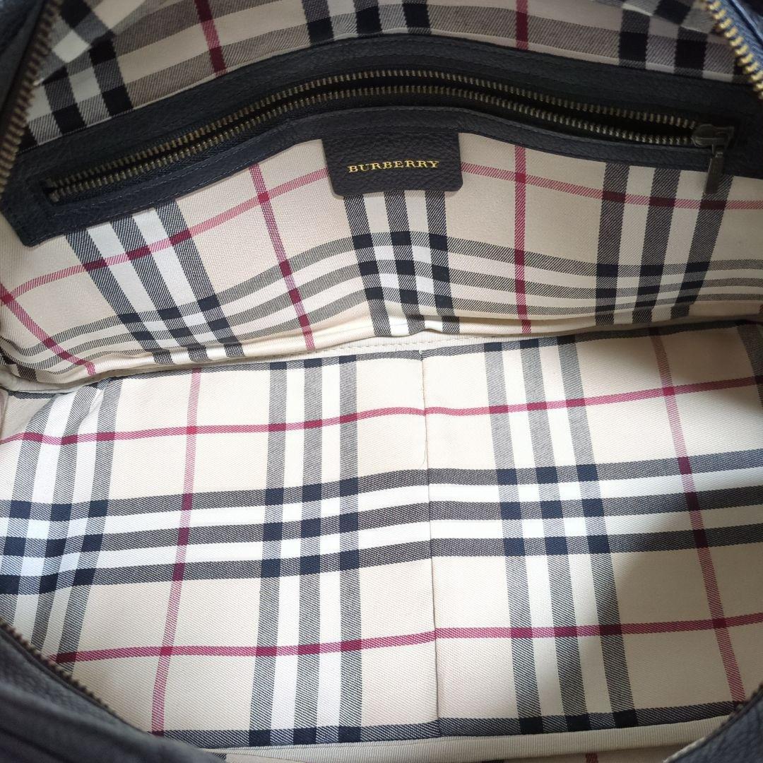 【希少美品】burberry バーバリー バッグ ボストンバッグ レザー 革 黒