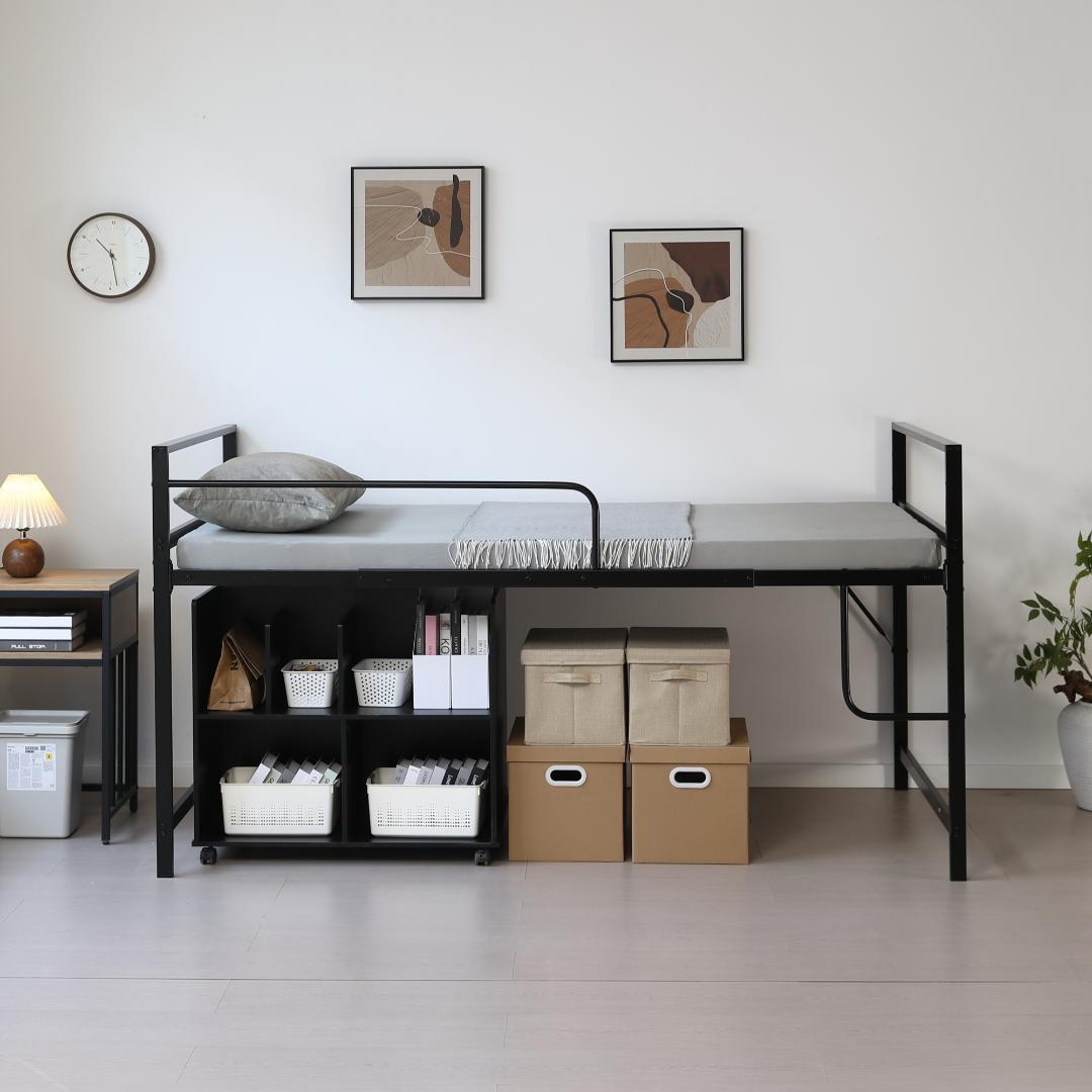 【高さ110cm】ロフトベッド 収納付 北欧風 耐震 スチール 一人暮らし
