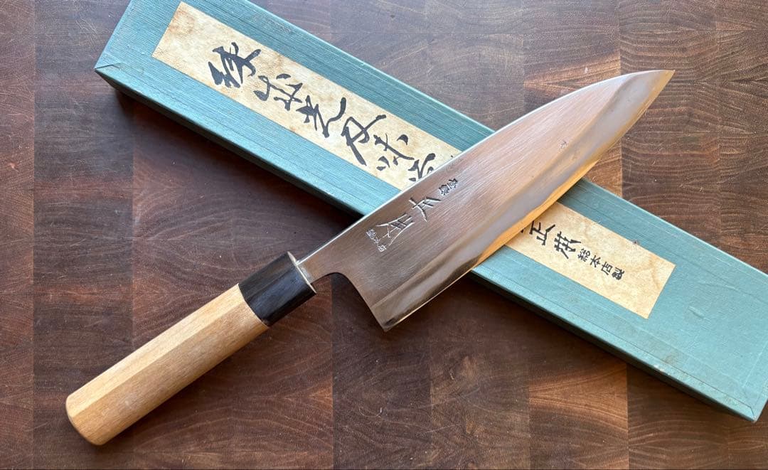 正本総本店　霞　玉白鋼　出刃　180mm 6寸　包丁　和包丁　本職　釣り