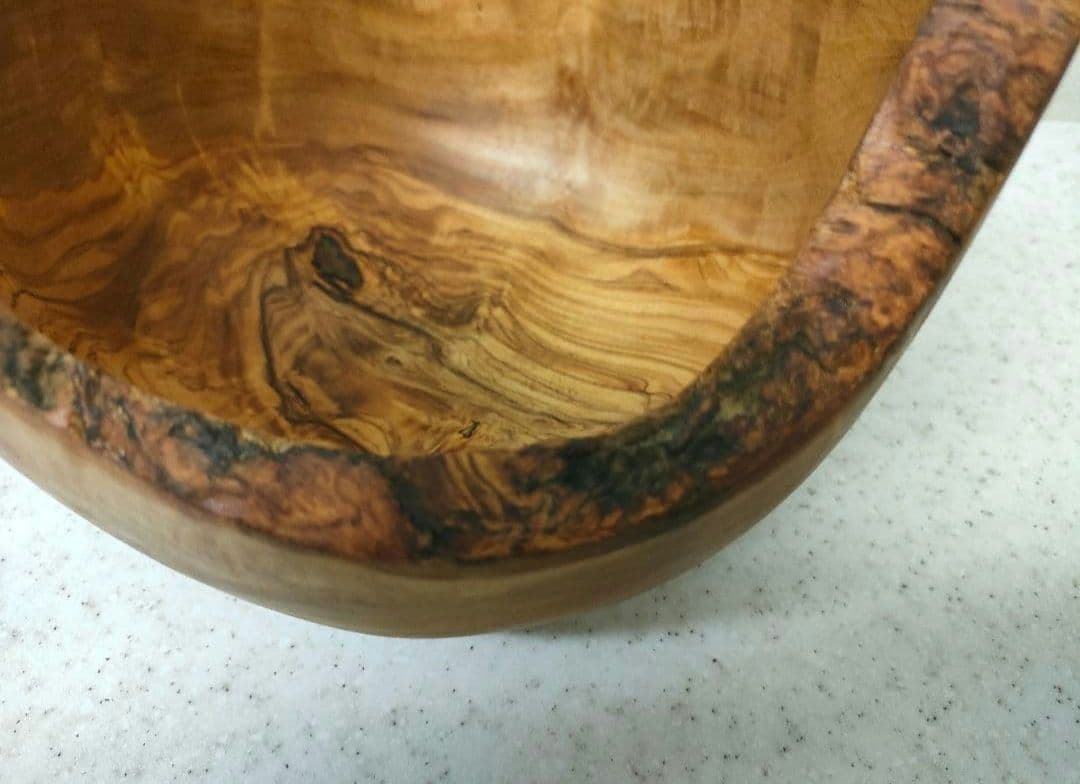 【訳あり】 手作り オリーブウッド サラダボウル 特大 チュニジア オーガニック