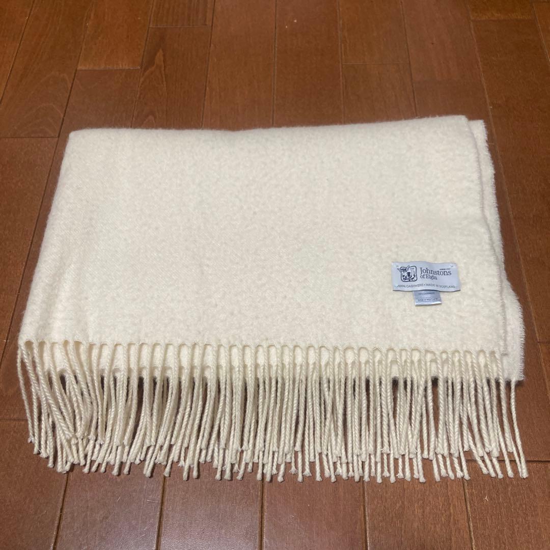 Johnstons of Elgin カシミヤストール オフホワイト色