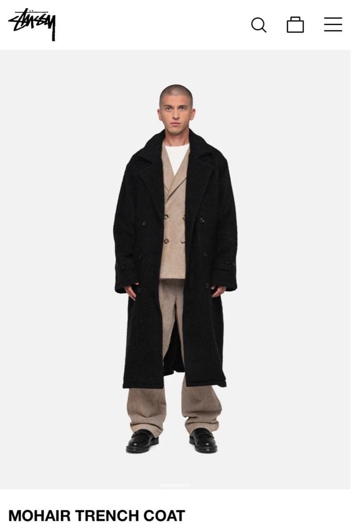 【即完サイズ・新品タグ付き】STUSSY MOHAIR TRENCH COAT