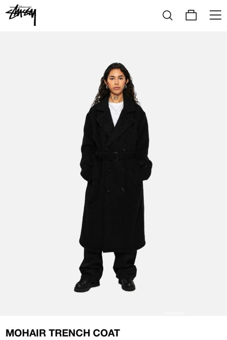 【即完サイズ・新品タグ付き】STUSSY MOHAIR TRENCH COAT