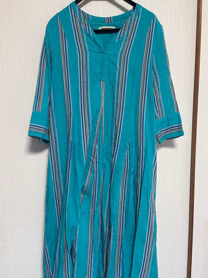 美品 試着のみ ヌキテパ ターコイズ ストライプ ワンピース s