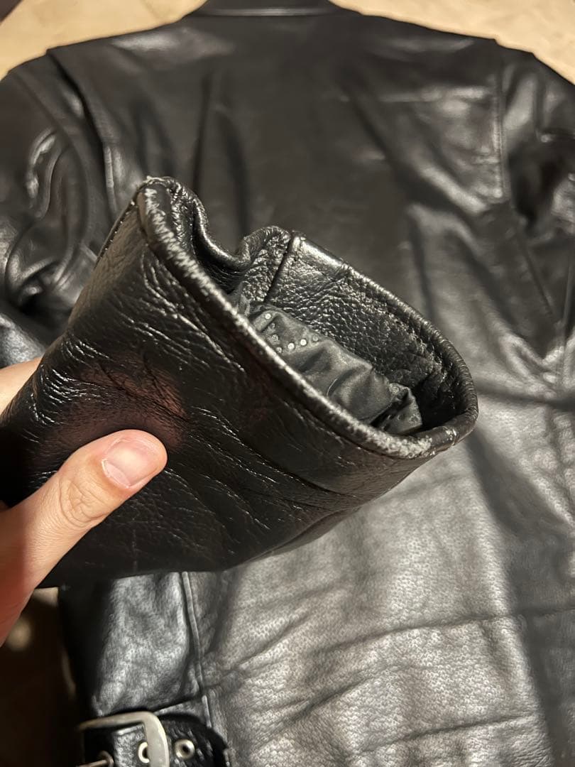 レザー シングルライダースジャケット 黒　バッファロー革　サイズ36