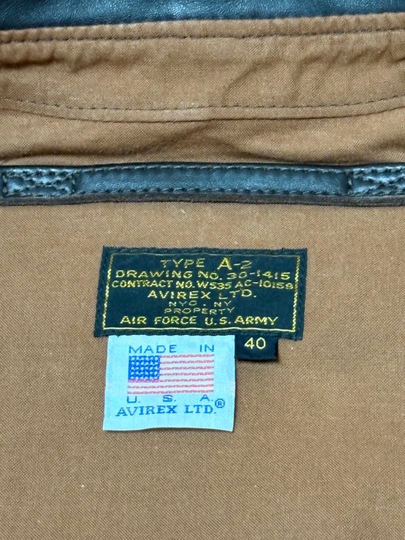 アビレックス　AVIREX A-2 USA製　サイズ40 フライトジャケット
