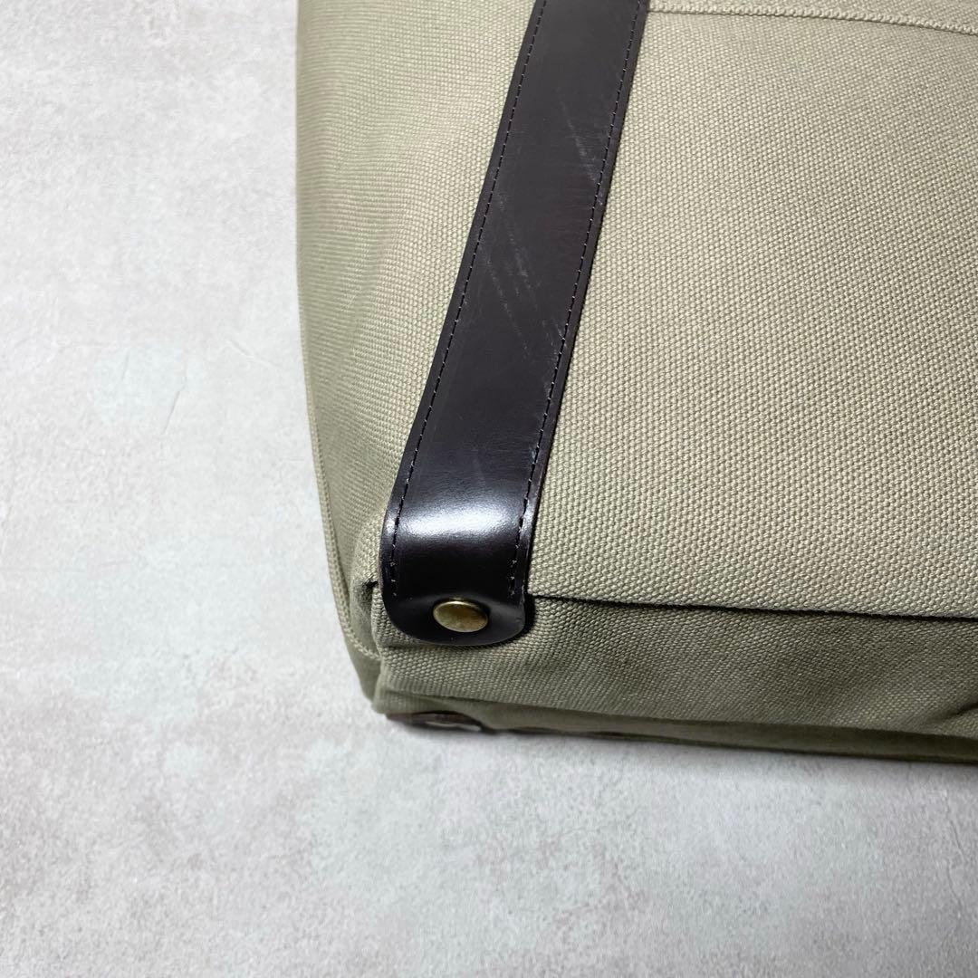 【美品】GLEN キャンバス レザー トートバッグ 保存袋 オリーブ