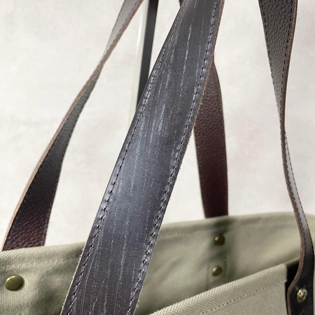 【美品】GLEN キャンバス レザー トートバッグ 保存袋 オリーブ