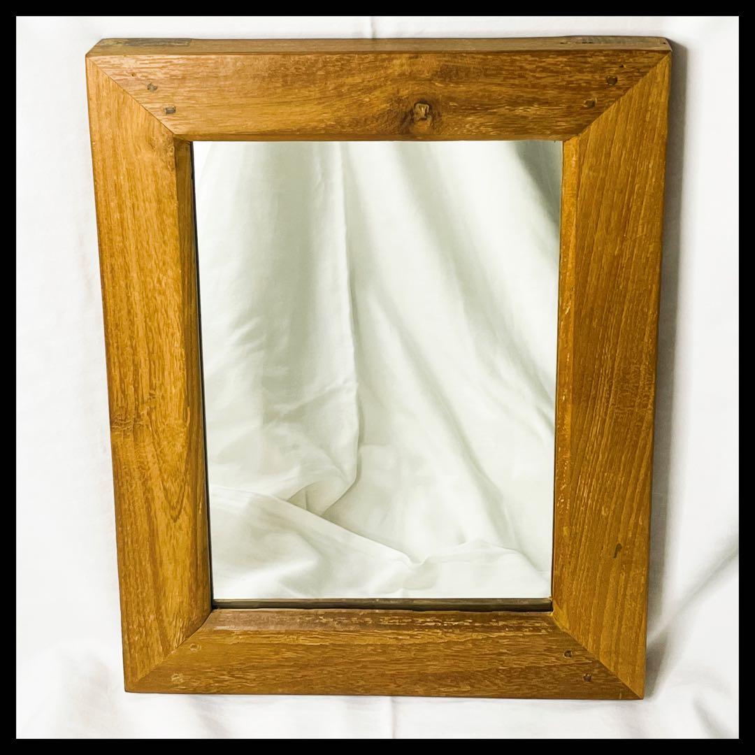 鏡 ミラー 額装 木製 壁掛け アンティーク ビンテージ