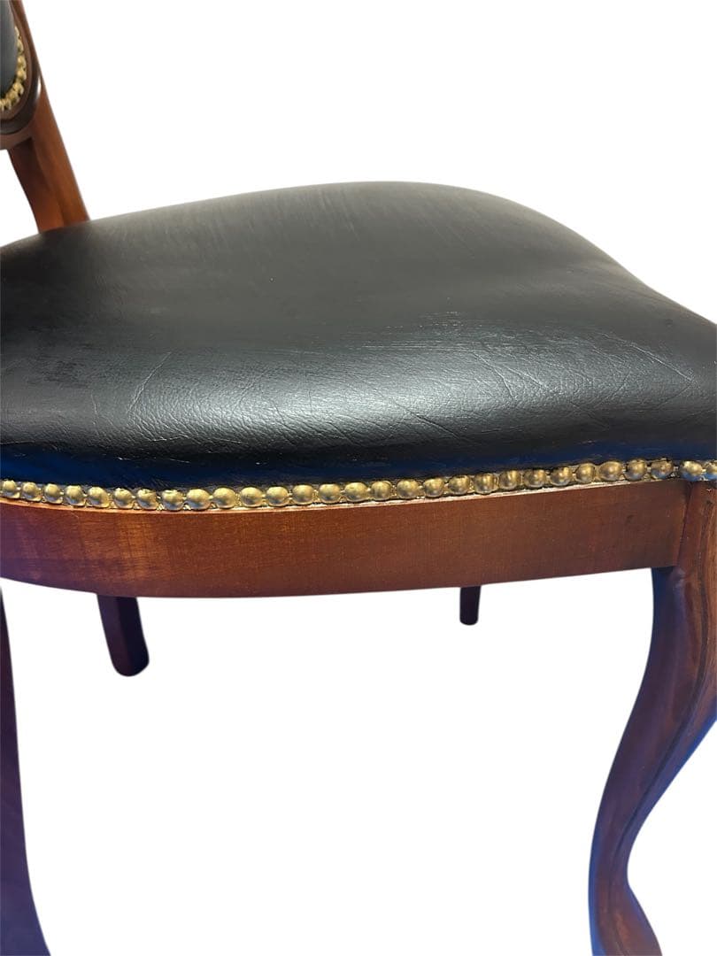 良品　イタリア ダイニングチェア 革張り 猫脚 ブラック②