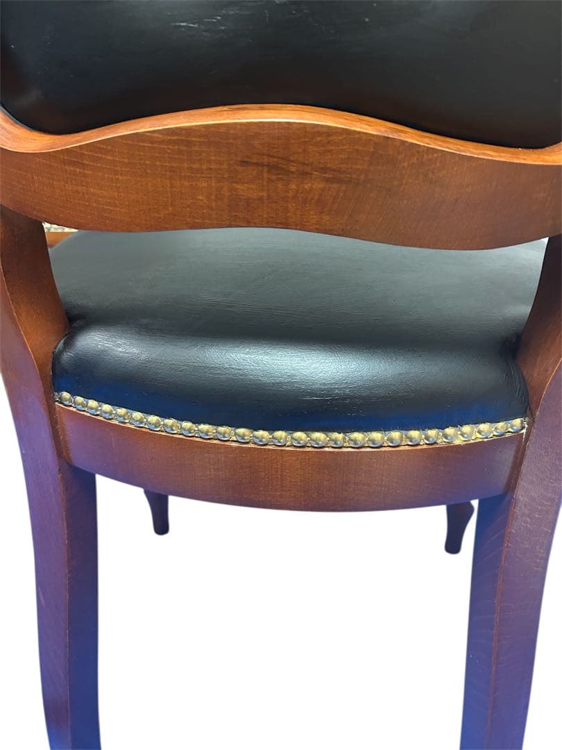 良品　イタリア ダイニングチェア 革張り 猫脚 ブラック②