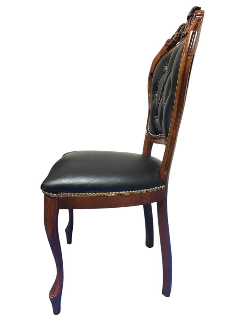 良品　イタリア ダイニングチェア 革張り 猫脚 ブラック②